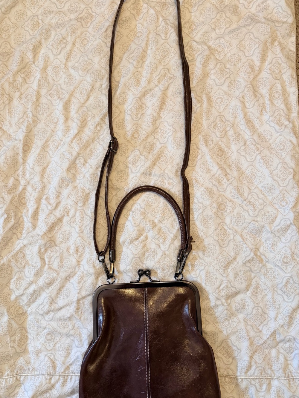 Classic Brown Leather Crossbody Bag with Top Handle